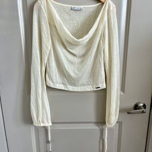 Sean John Cream Cowl Neck Lightweight Knit Top